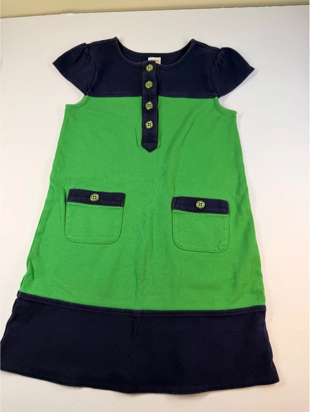 Gymboree Girls Size 7 Navy Green Colorblock Dress Brightest in Class
